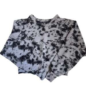 DYI Black & White Crop Tie-Dye Crewneck Sweatshirt - Size Small